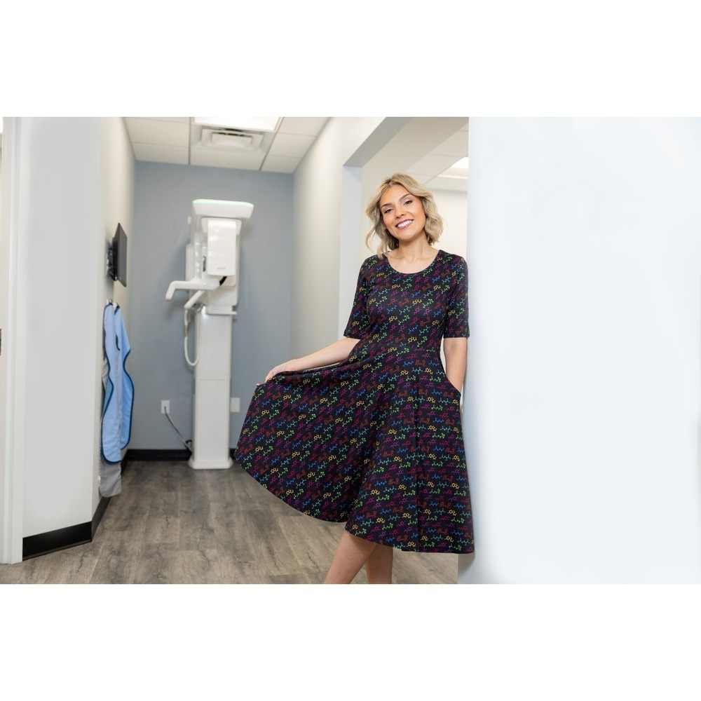 Svaha USA Dress Womens Large Black Neurotransmitters Twirl Whimsical STEM Novelt - Picture 1 of 8